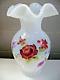 Fenton M. Kibbe (hp) French Opal Spiral Optic Vase Rare Gorgeous