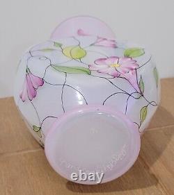 Fenton QVC Vase Art Glass French Opalescent Stained Glass Floral Hand Painted