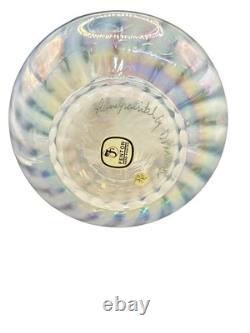 Fenton Signed Hand Painted By D. Musser French Opalescent Spiral 3D Optic Vase