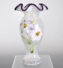 Fenton Swirl French Opalescent Hand Painted 9 Vase 2003 Heirloom Collection