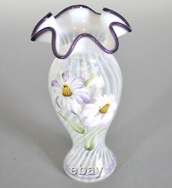 Fenton Swirl French Opalescent Hand Painted 9 Vase 2003 Heirloom Collection