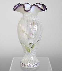 Fenton Swirl French Opalescent Hand Painted 9 Vase 2003 Heirloom Collection