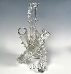 Fine Antique French Art Nouveau 4-Tube Art Glass Bud Vase, 8.75 Tall, Unsigned