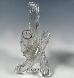 Fine Antique French Art Nouveau 4-Tube Art Glass Bud Vase, 8.75 Tall, Unsigned