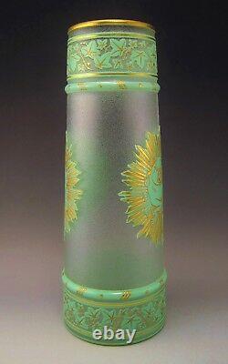 Fine Antique French BACCARAT Acid Etched Cameo Enameled Art Glass Vase ca. 1900