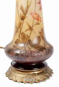 Fine Daum Nancy Cameo Glass Vase Made Into Lamp