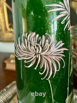 Fine Large French Legras Mont Joye Aventurine Art Glass Gilt Vase
