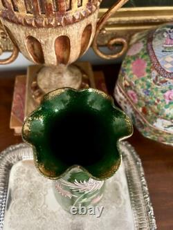 Fine Large French Legras Mont Joye Aventurine Art Glass Gilt Vase