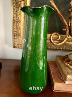 Fine Large French Legras Mont Joye Aventurine Art Glass Gilt Vase