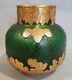 French 1880s Art Nouveau LeGras Mont Joye Emerald Green Enamel Glass Acorn Vase