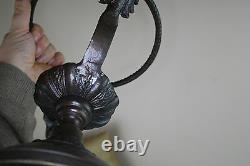 French 1970 cast spelter bronze eagle handles glass centerpiece bowl