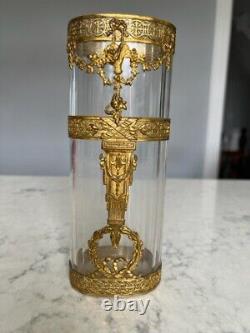 French 19th Century Louis XVI Style Ormolu and Baccarat Crystal Vase 8-1/2 Tall