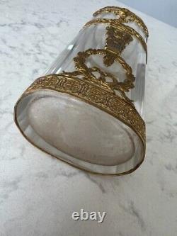 French 19th Century Louis XVI Style Ormolu and Baccarat Crystal Vase 8-1/2 Tall