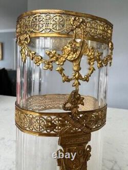 French 19th Century Louis XVI Style Ormolu and Baccarat Crystal Vase 8-1/2 Tall