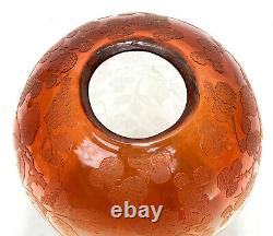 French Acid Etched Orange to Clear Blackberry Vase, Saint Louis. Early 20th C