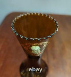 French Antique Cameo-Crafted Gold-Colored Glass Vase Single Flower Base