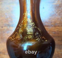 French Antique Cameo-Crafted Gold-Colored Glass Vase Single Flower Base