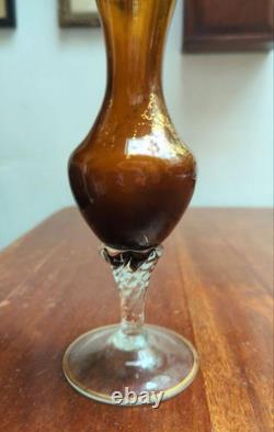French Antique Cameo-Crafted Gold-Colored Glass Vase Single Flower Base