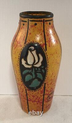 French Art Deco Andre Delatte A. Delatte Nancy Small Art Glass Enamel Dec. Vase