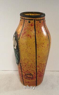 French Art Deco Andre Delatte A. Delatte Nancy Small Art Glass Enamel Dec. Vase