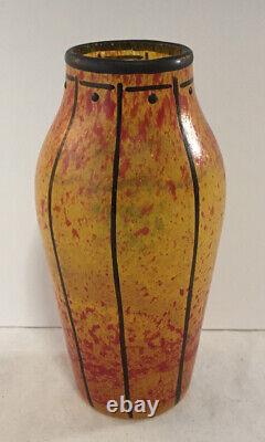 French Art Deco Andre Delatte A. Delatte Nancy Small Art Glass Enamel Dec. Vase