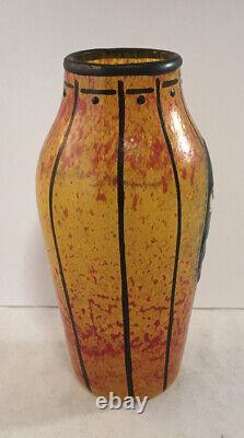 French Art Deco Andre Delatte A. Delatte Nancy Small Art Glass Enamel Dec. Vase