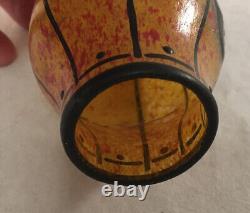 French Art Deco Andre Delatte A. Delatte Nancy Small Art Glass Enamel Dec. Vase