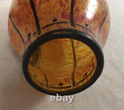 French Art Deco Andre Delatte A. Delatte Nancy Small Art Glass Enamel Dec. Vase