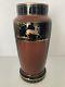 French Art Deco Black and Pompeian Red Opaline Glass Hand Painted Vase RARE