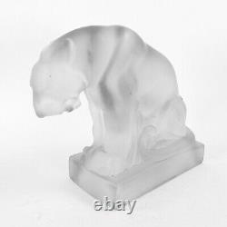 French Art Deco Frosted Art Glass Panther Sculpture Verlys Lalique Style vtg