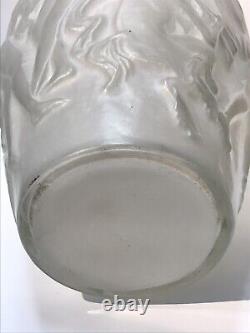 French Art Deco Large Glass Vase With Dancer Figures c. 1930