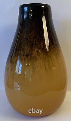 French Art Deco Possibly Schneider Mottled Burnt Orange & Brown Art Glass Vase