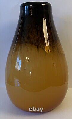French Art Deco Possibly Schneider Mottled Burnt Orange & Brown Art Glass Vase
