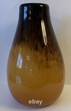 French Art Deco Possibly Schneider Mottled Burnt Orange & Brown Art Glass Vase