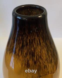 French Art Deco Possibly Schneider Mottled Burnt Orange & Brown Art Glass Vase