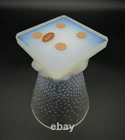 French Art Deco SABINO Opalescent Conical & Bird Art Glass Vase Signed & Labeled