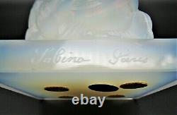 French Art Deco SABINO Opalescent Conical & Bird Art Glass Vase Signed & Labeled