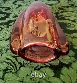 French Art Deco Skyscraper Style Crystal Rose-Burgundy Vase Gorgeous Estate NYC
