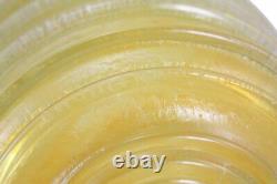 French Art Deco Yellow Mottled Glass Vase with Ribbing by Daum