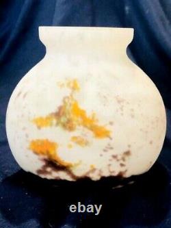 French Art Glass Deco Era Vase With Satin Finish Cases Mottled Coloring