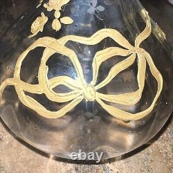 French Art Nouveau Crystal Vase Uv Glow Legras Glass Gilt Jack Pulpit Enameled