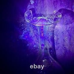 French Art Nouveau Crystal Vase Uv Glow Legras Glass Gilt Jack Pulpit Enameled