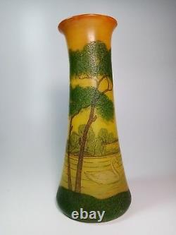 French Art Nouveau Glass Legras Jugendstil Hand Painted Vase