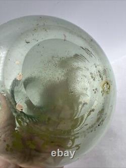 French Art Nouveau Mont Joy Legras Vase Green Glass Gold Enamel 10 Tall