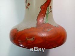 French Art deco Nouveau Art Glass Legras Japonism Jugendstil Enameled Vase