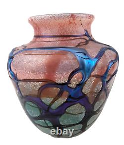 French Artist Michèle Luzoro signed BIOT Art Glass Vase 8-1/4 x 7 Amazing