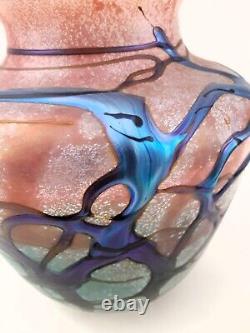 French Artist Michèle Luzoro signed BIOT Art Glass Vase 8-1/4 x 7 Amazing