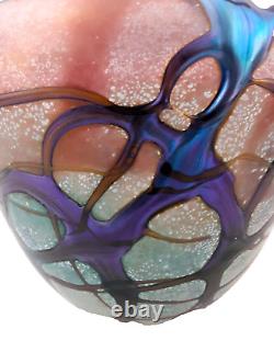 French Artist Michèle Luzoro signed BIOT Art Glass Vase 8-1/4 x 7 Amazing