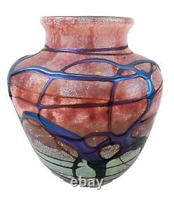 French Artist Michèle Luzoro signed BIOT Art Glass Vase 8-1/4 x 7 Amazing