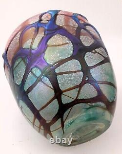 French Artist Michèle Luzoro signed BIOT Art Glass Vase 8-1/4 x 7 Amazing